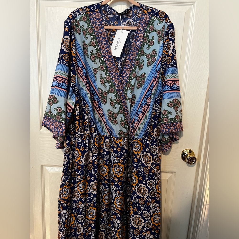 BloomChic brand new Vibrant Blue and Orange Maxi Dress